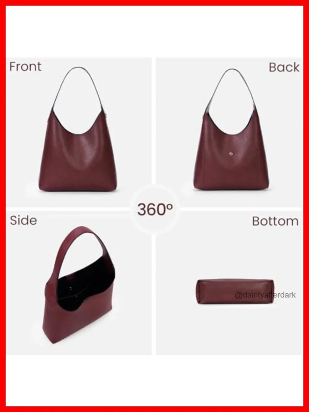 Faux Suede Hobo Bag Vegan Leather Shoulder Tote with Cherry Charm Slouchy